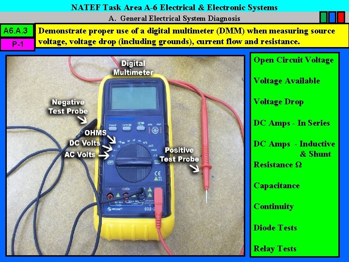 NATEF Task Area A-6 Electrical & Electronic Systems A. General Electrical System Diagnosis A