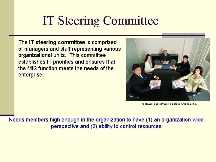 IT Steering Committee The IT steering committee is comprised of managers and staff representing IT Steering Committee The IT steering committee is comprised of managers and staff representing