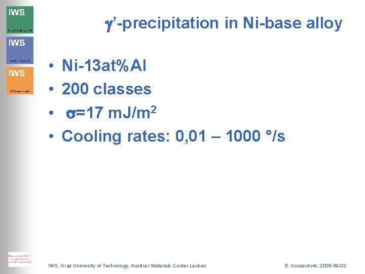 g’-precipitation in Ni-base alloy • • Ni-13 at%Al 200 classes s=17 m. J/m 2