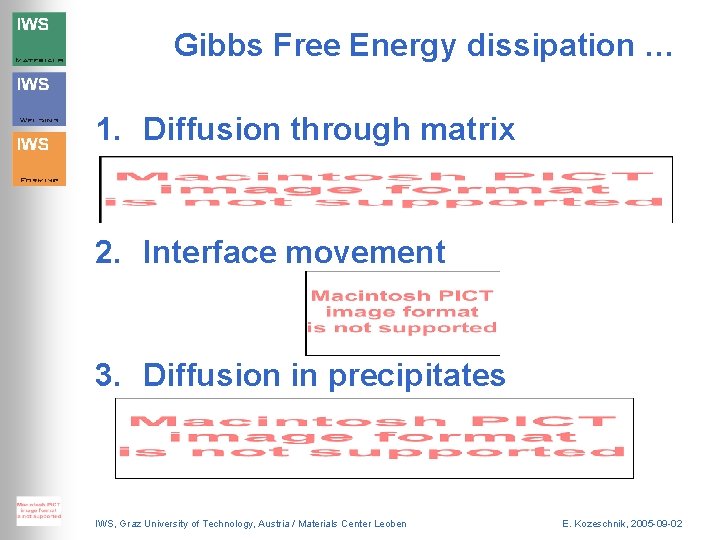 Gibbs Free Energy dissipation … 1. Diffusion through matrix 2. Interface movement 3. Diffusion