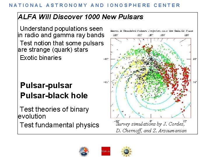 NATIONAL ASTRONOMY AND IONOSPHERE CENTER ALFA Will Discover 1000 New Pulsars Understand populations seen