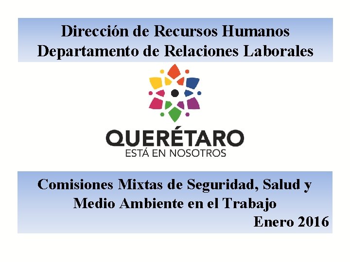 Dirección de Recursos Humanos Departamento de Relaciones Laborales Comisiones Mixtas de Seguridad, Salud y