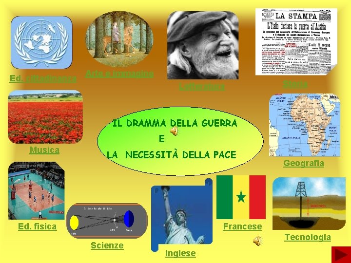 Ed. cittadinanza Arte e immagine Letteratura Storia IL DRAMMA DELLA GUERRA Musica E LA