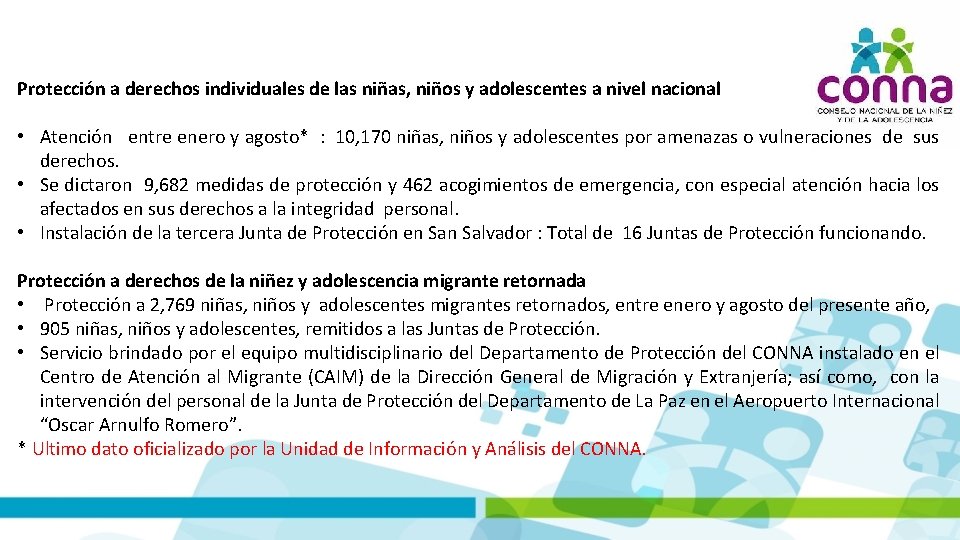 Protección a derechos individuales de las niñas, niños y adolescentes a nivel nacional •