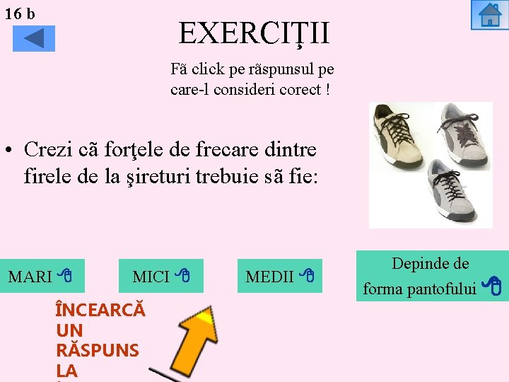 16 b EXERCIŢII Fã click pe rãspunsul pe care-l consideri corect ! • Crezi