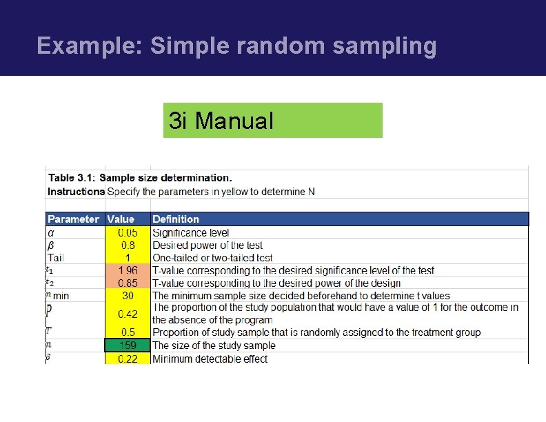 Example: Simple random sampling 3 i Manual 