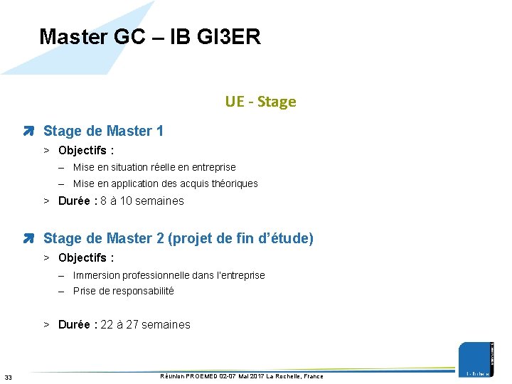 Master GC – IB GI 3 ER UE - Stage de Master 1 >