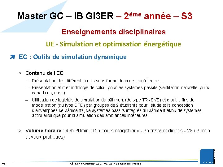 Master GC – IB GI 3 ER – 2ème année – S 3 Enseignements