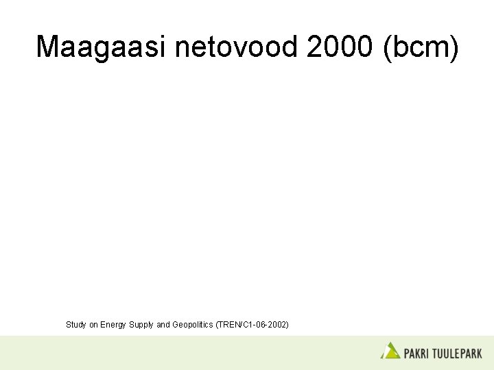 Maagaasi netovood 2000 (bcm) Study on Energy Supply and Geopolitics (TREN/C 1 -06 -2002)