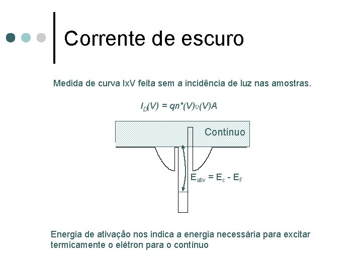 Corrente de escuro Medida de curva Ix. V feita sem a incidência de luz