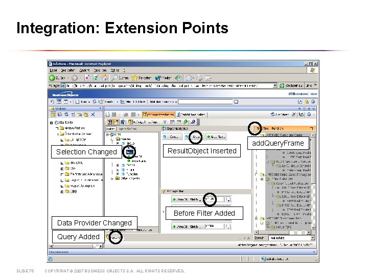 Integration: Extension Points Selection Changed Result. Object Inserted Before Filter Added Data Provider Changed