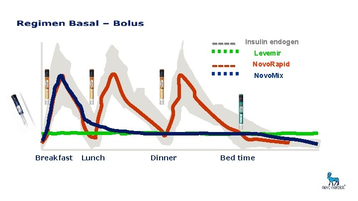 ------- Breakfast Lunch Dinner Insulin endogen Levemir Novo. Rapid Novo. Mix Bed time 