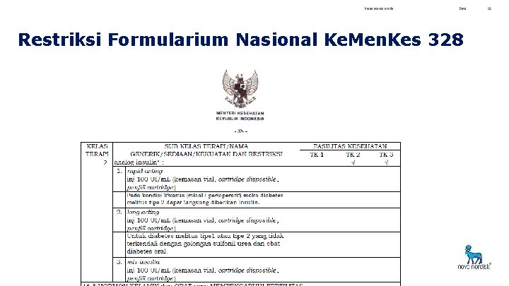 Presentation title Date Restriksi Formularium Nasional Ke. Men. Kes 328 21 