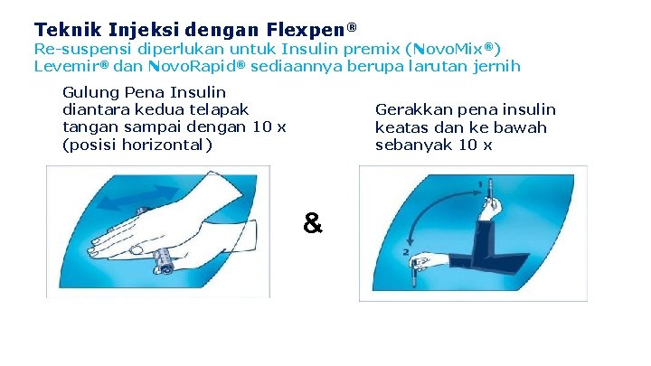 Teknik Injeksi dengan Flexpen® Re-suspensi diperlukan untuk Insulin premix (Novo. Mix®) Levemir® dan Novo.