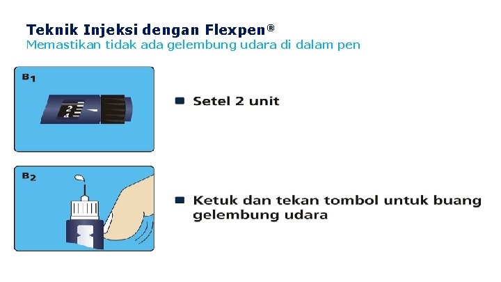 Teknik Injeksi dengan Flexpen® Memastikan tidak ada gelembung udara di dalam pen 