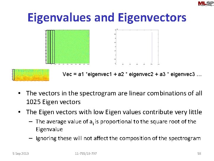 Eigenvalues and Eigenvectors Vec = a 1 *eigenvec 1 + a 2 * eigenvec