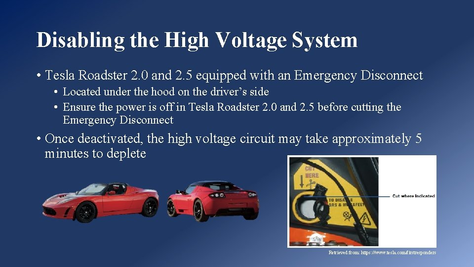 Disabling the High Voltage System • Tesla Roadster 2. 0 and 2. 5 equipped