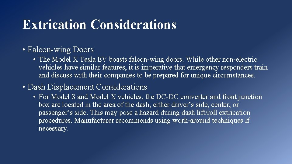 Extrication Considerations • Falcon-wing Doors • The Model X Tesla EV boasts falcon-wing doors.