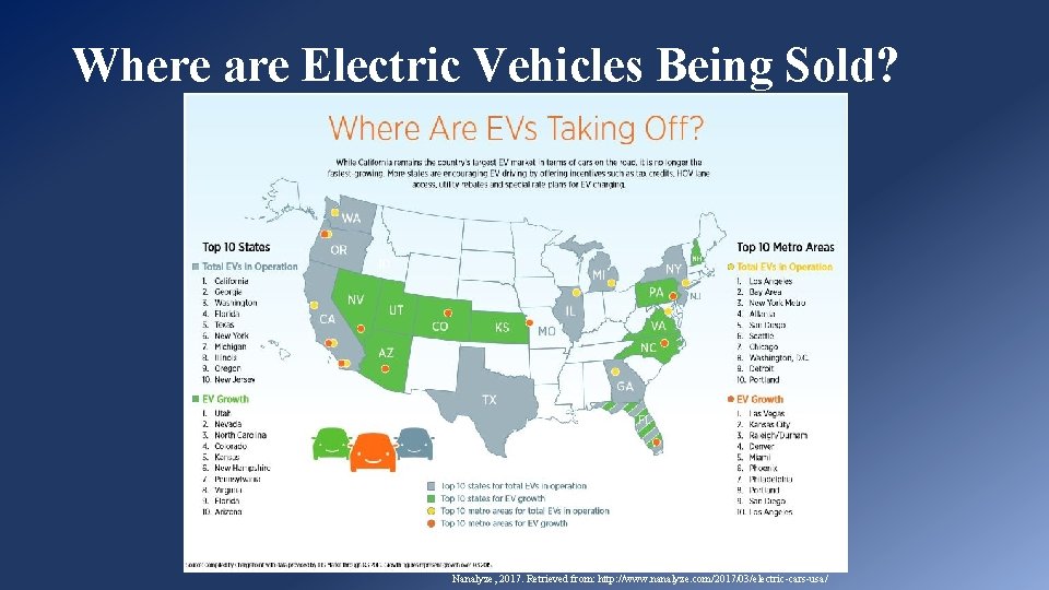 Where are Electric Vehicles Being Sold? Nanalyze, 2017. Retrieved from: http: //www. nanalyze. com/2017/03/electric-cars-usa/