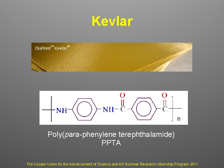 Kevlar Poly(para-phenylene terephthalamide) PPTA The Cooper Union for the Advancement of Science and Art