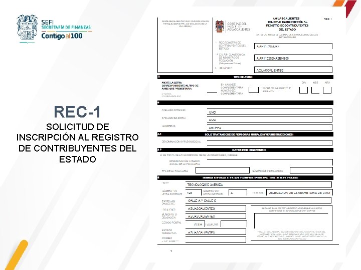 REC-1 SOLICITUD DE INSCRIPCIÓN AL REGISTRO DE CONTRIBUYENTES DEL ESTADO 