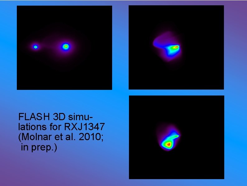 FLASH 3 D simulations for RXJ 1347 (Molnar et al. 2010; in prep. )