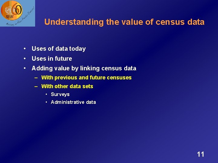 Understanding the value of census data • Uses of data today • Uses in