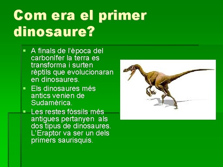 Com era el primer dinosaure? A finals de l’època del carbonífer la terra es