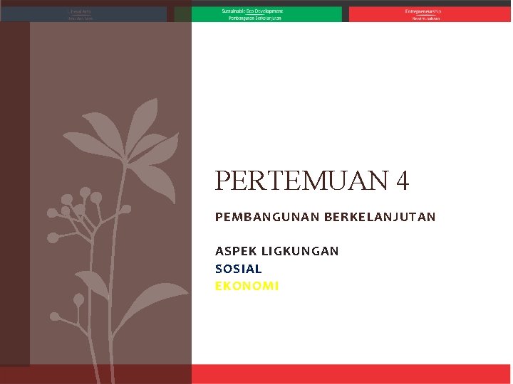 PERTEMUAN 4 PEMBANGUNAN BERKELANJUTAN ASPEK LIGKUNGAN SOSIAL EKONOMI 