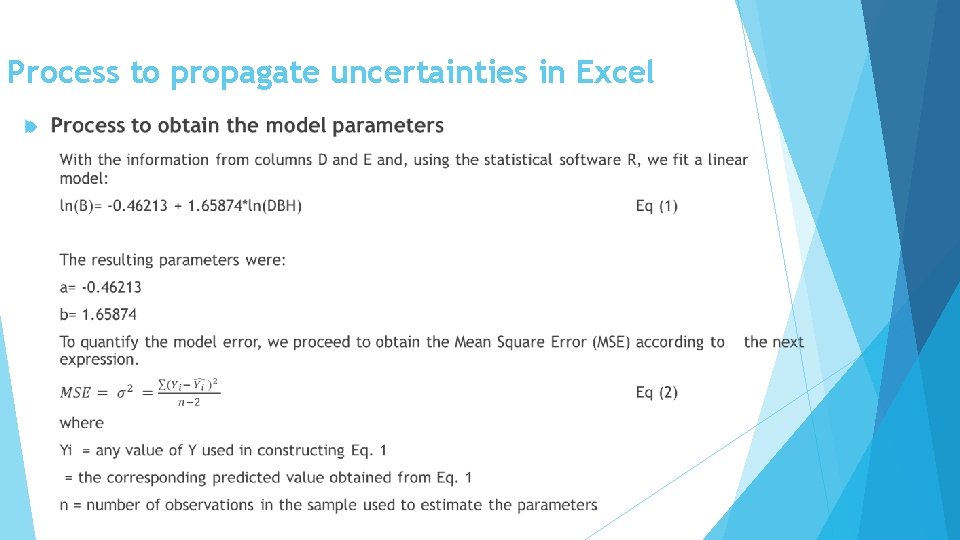 Process to propagate uncertainties in Excel 