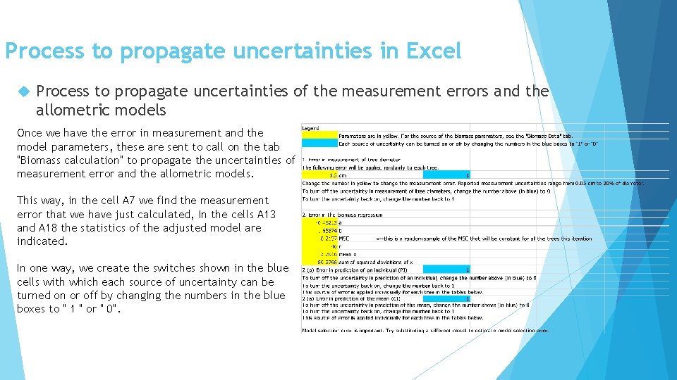 Process to propagate uncertainties in Excel Process to propagate uncertainties of the measurement errors