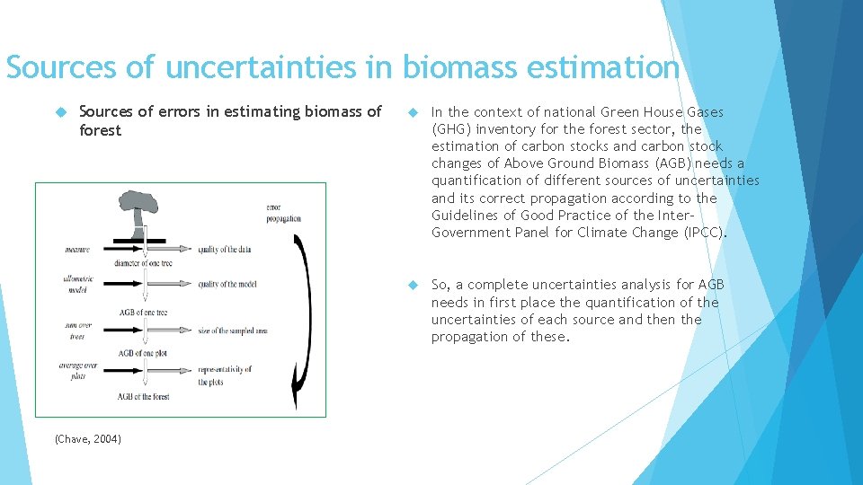 Sources of uncertainties in biomass estimation Sources of errors in estimating biomass of forest