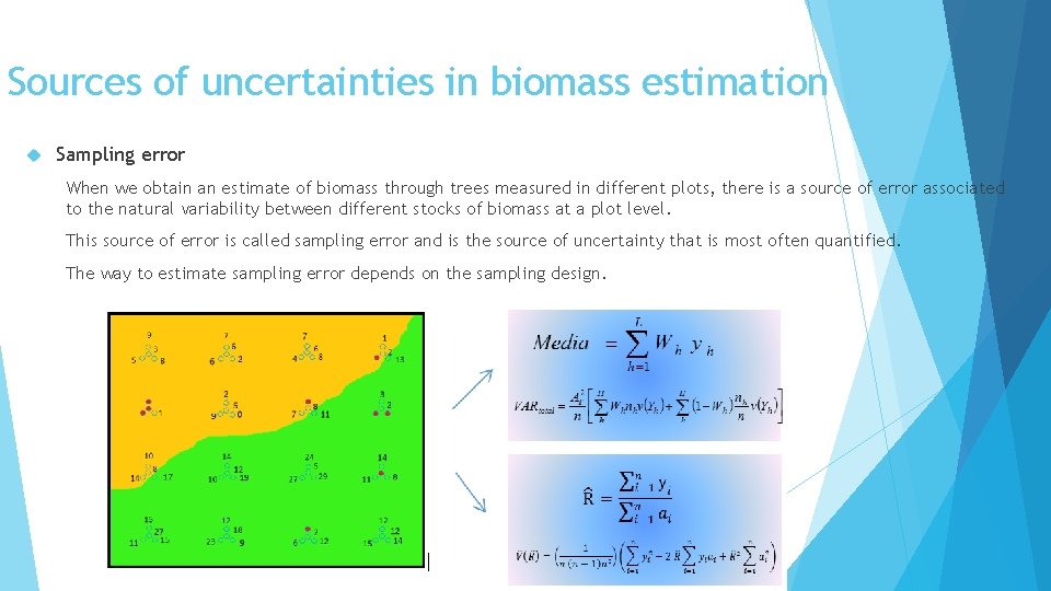 Sources of uncertainties in biomass estimation Sampling error When we obtain an estimate of