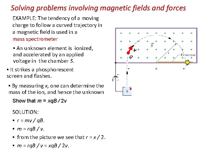 Solving problems involving magnetic fields and forces EXAMPLE: The tendency of a moving charge