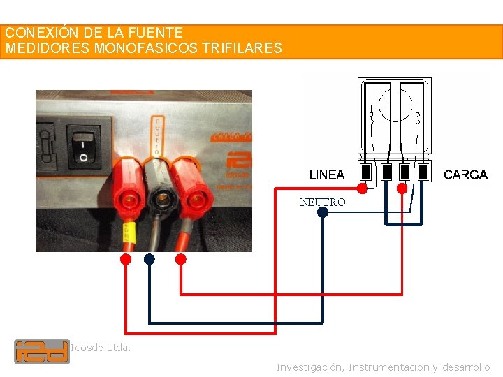 37 CONEXIÓN DE LA FUENTE MEDIDORES MONOFASICOS TRIFILARES NEUTRO Idosde Ltda. Investigación, Instrumentación y