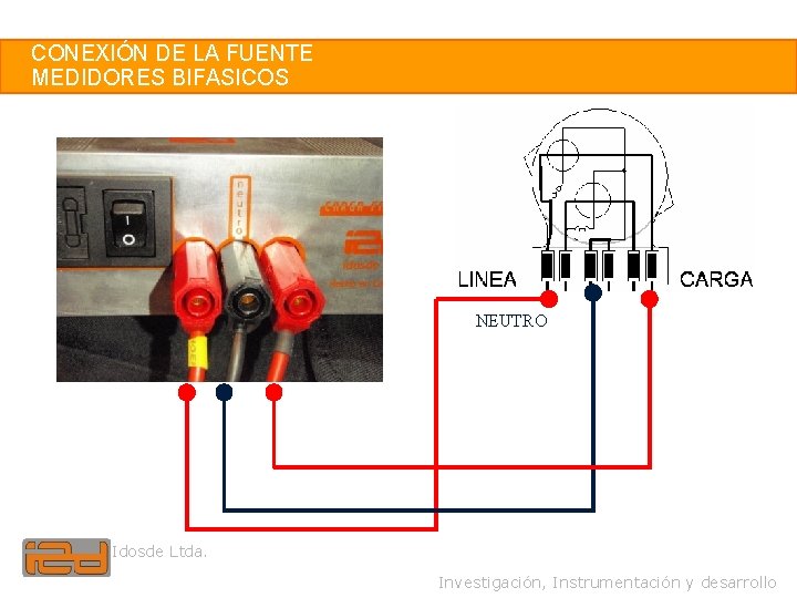 38 CONEXIÓN DE LA FUENTE MEDIDORES BIFASICOS NEUTRO Idosde Ltda. Investigación, Instrumentación y desarrollo