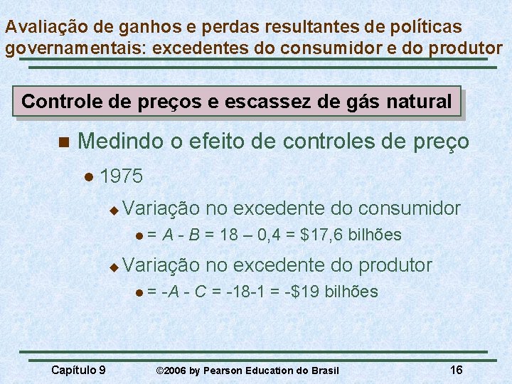 Avaliação de ganhos e perdas resultantes de políticas governamentais: excedentes do consumidor e do