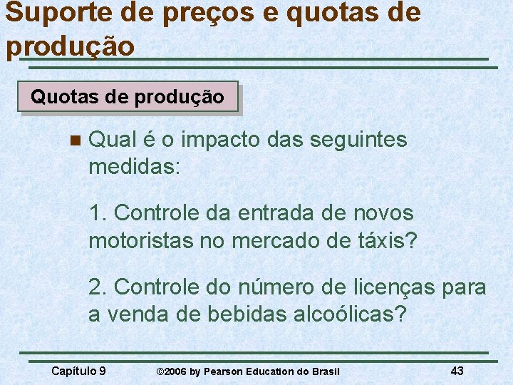 Suporte de preços e quotas de produção Quotas de produção n Qual é o