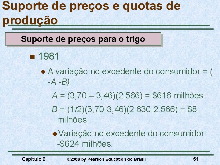 Suporte de preços e quotas de produção Suporte de preços para o trigo n