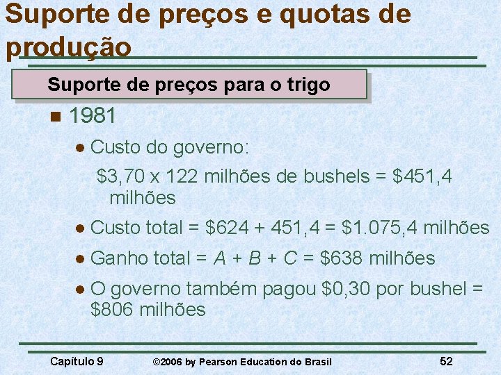 Suporte de preços e quotas de produção Suporte de preços para o trigo n