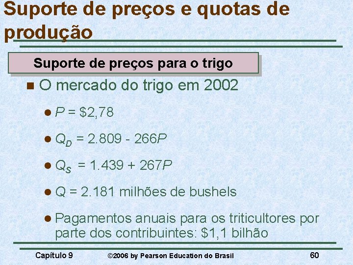 Suporte de preços e quotas de produção Suporte de preços para o trigo n