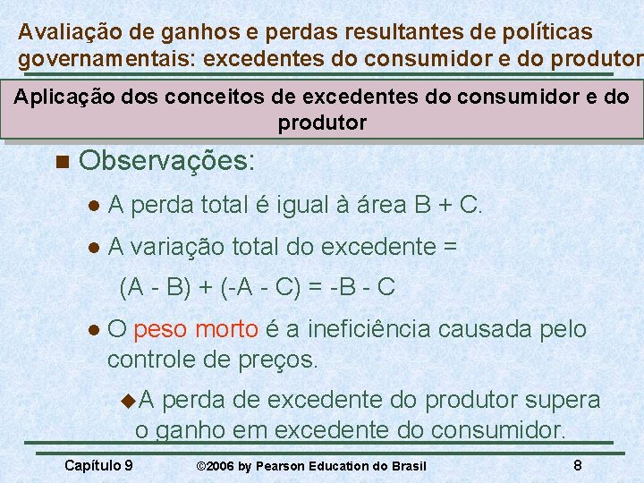 Avaliação de ganhos e perdas resultantes de políticas governamentais: excedentes do consumidor e do