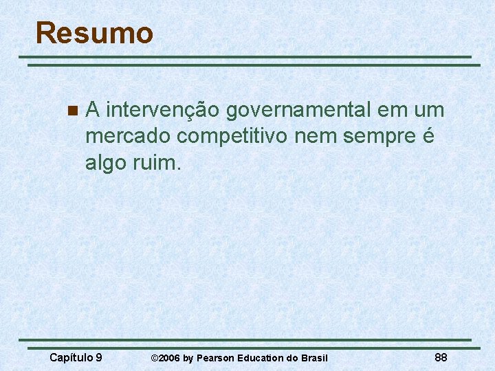 Resumo n A intervenção governamental em um mercado competitivo nem sempre é algo ruim.