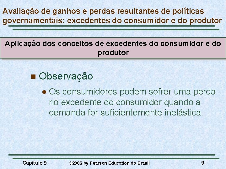 Avaliação de ganhos e perdas resultantes de políticas governamentais: excedentes do consumidor e do