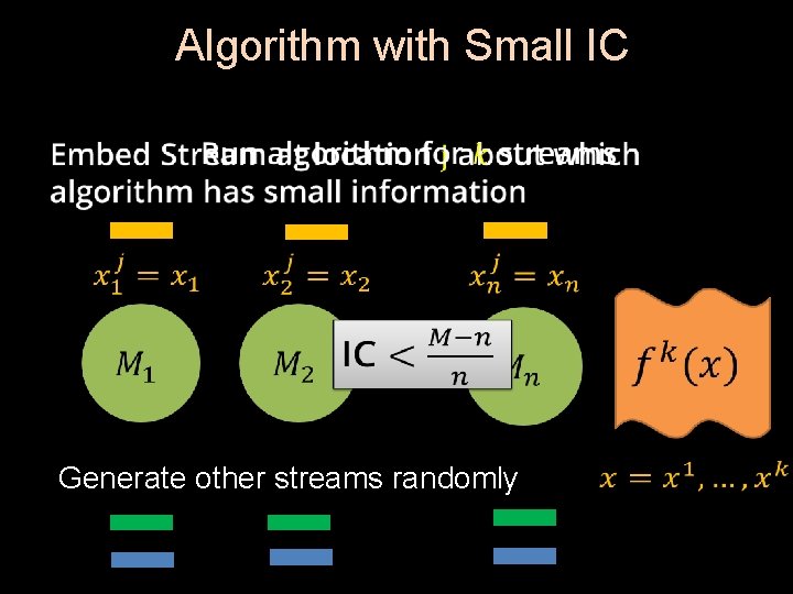 Algorithm with Small IC Generate other streams randomly 