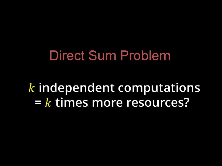 Direct Sum Problem 