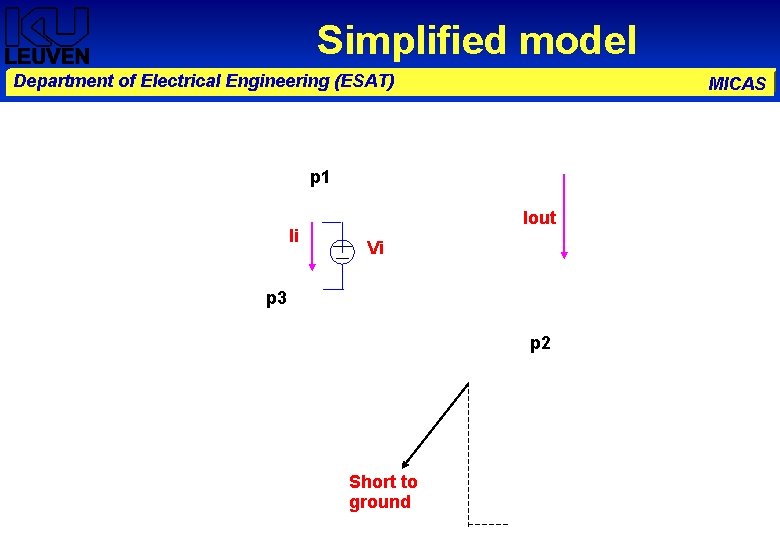 Simplified model Department of Electrical Engineering (ESAT) MICAS p 1 Ii Iout Vi p