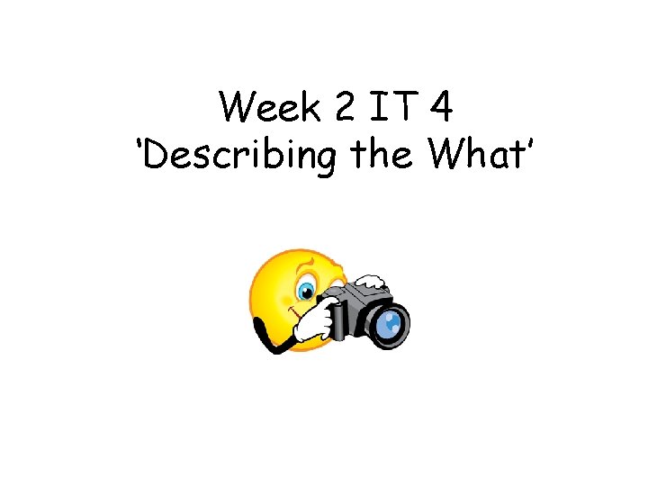Week 2 IT 4 ‘Describing the What’ 