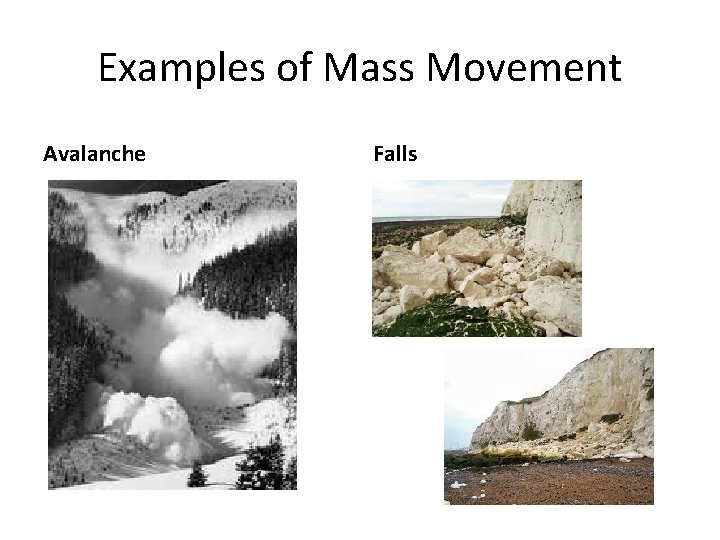 Examples of Mass Movement Avalanche Falls 