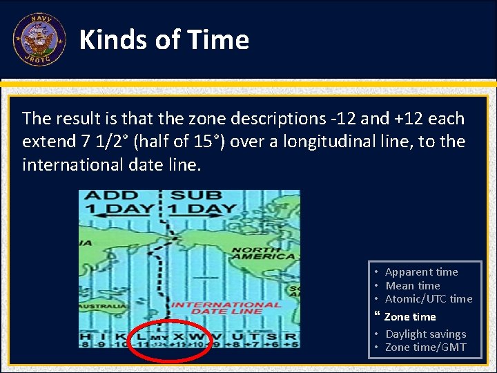 Kinds of Time The result is that the zone descriptions -12 and +12 each